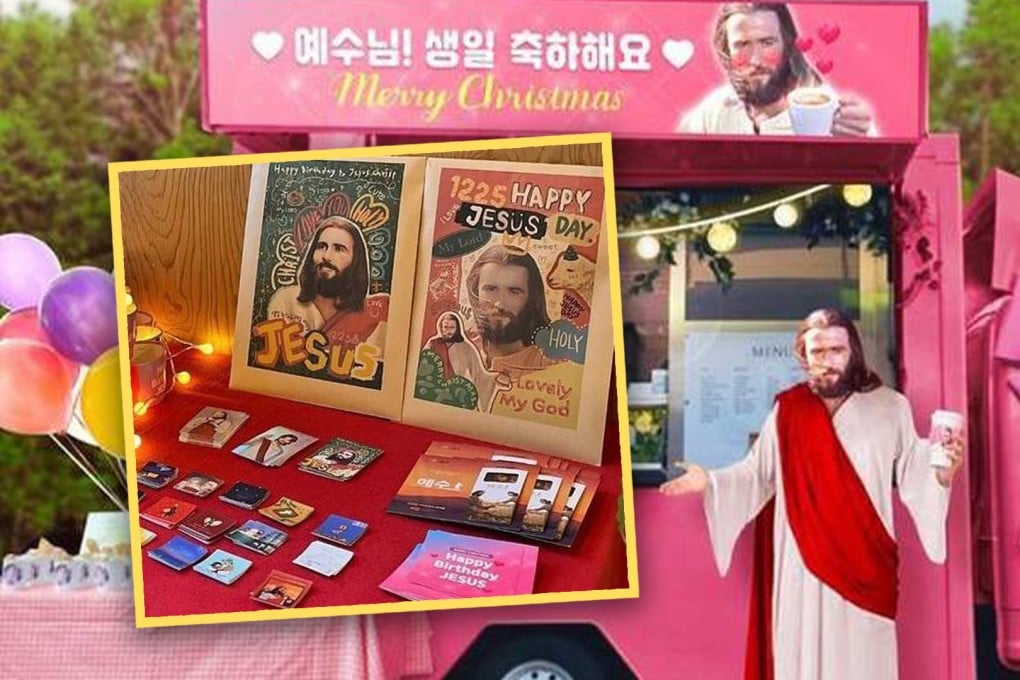 Young people in South Korea are redefining the image of Jesus by creating emojis and adding hearts to posters of the Christian icon. Photo: SCMP composite/NAVER