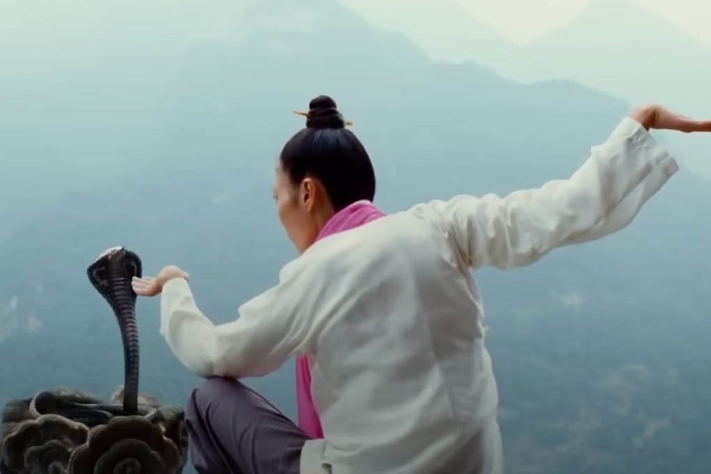 An example of snake kung fu in a still from The Karate Kid. The style also features in an early Jackie Chan film and Kung Fu Panda. Photo: Columbia Pictures