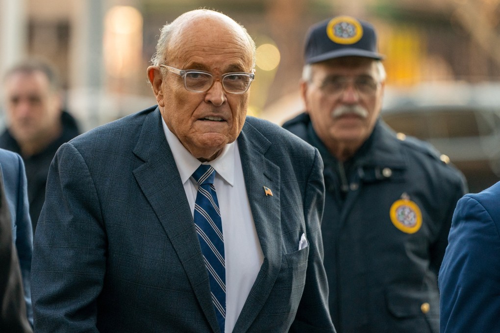Rudy Giuliani, former New York mayor, outside US District Court in Manhattan on Friday. Photo: Reuters