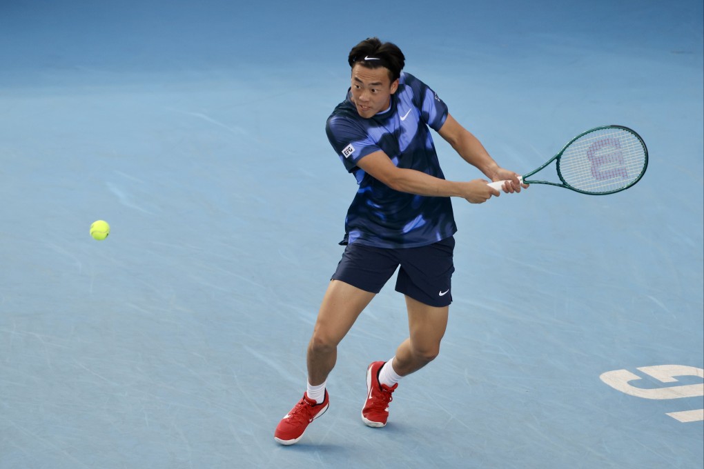 Coleman Wong takes on Jerry Shang at the Hong Kong Tennis Open. Photo: Jonathan Wong