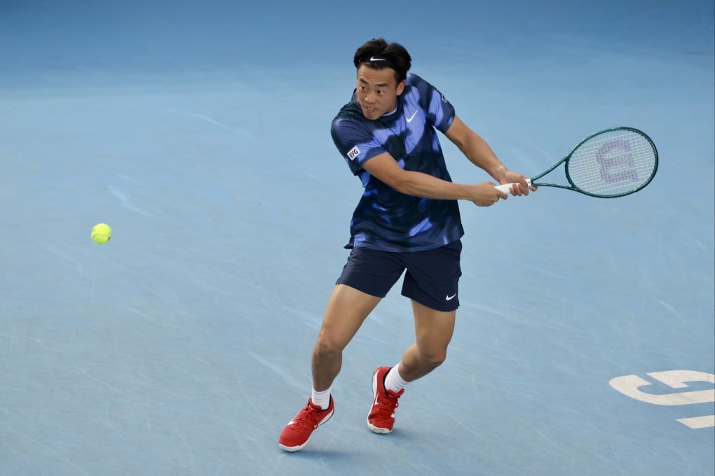 Coleman Wong takes on Jerry Shang at the Hong Kong Tennis Open. Photo: Jonathan Wong
