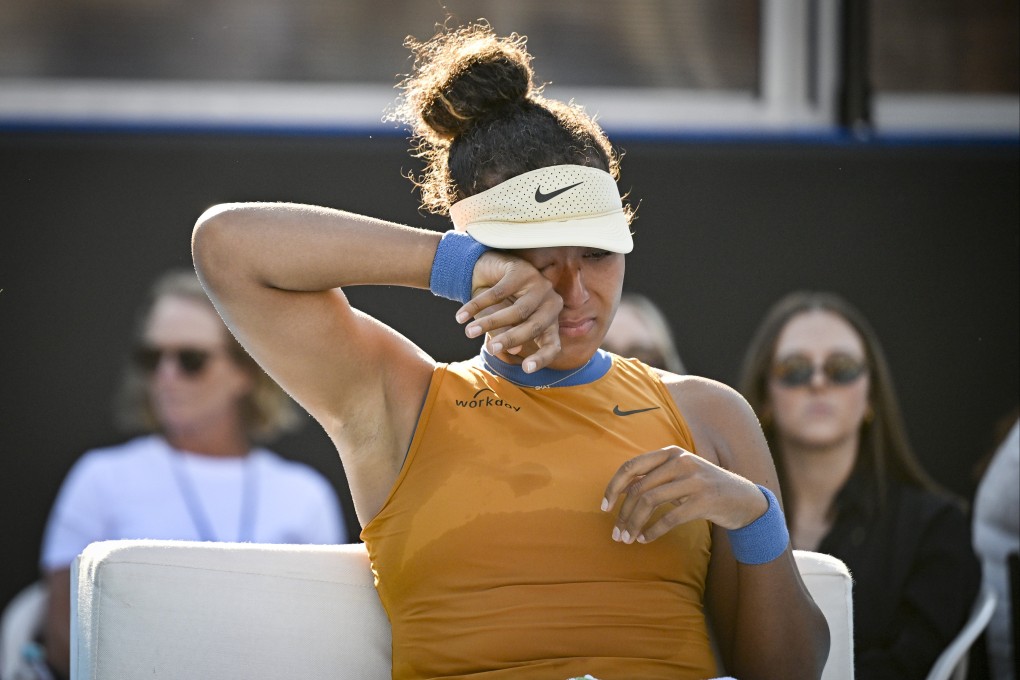 Naomi Osaka is emotional after forfeiting her match against Clara Tauson of Denmark. Photo: AP