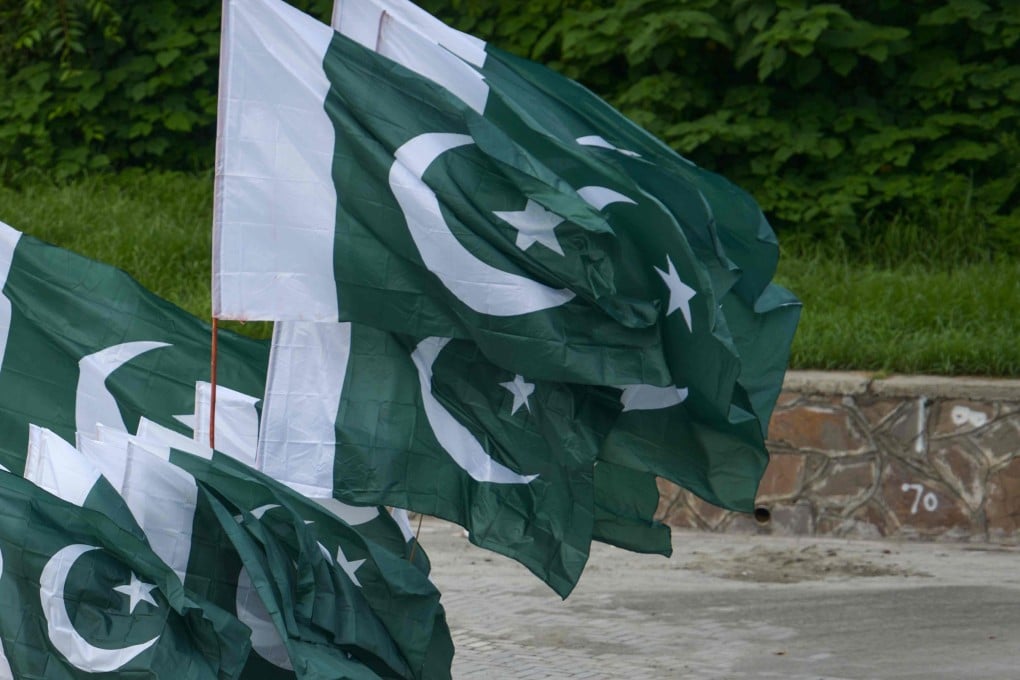 Pakistan’s national flags. On Saturday, at least six people including Pakistani paramilitary troops were killed in a bombing claimed by separatists in Balochistan. Photo: AFP