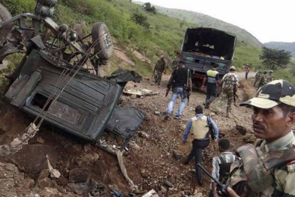 Indian Maoist guerillas killed nine members of the security forces on Monday by detonating a roadside bomb that tossed their vehicle into the air, police said. Photo: SCMP/Handout