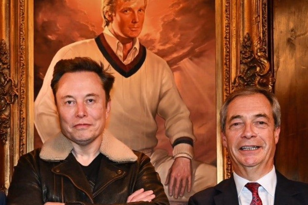 Elon Musk and Nigel Farage at Donald Trump’s Mar-a-Lago residence in Florida in December. Photo: X @Nigel_Farage