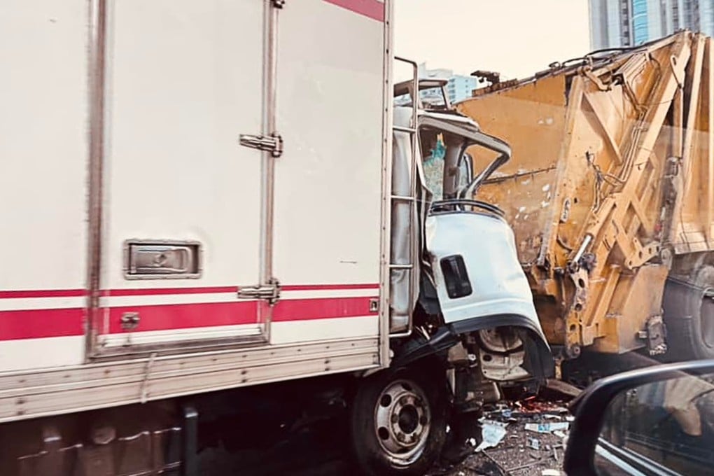 A truck driver died after a collision with a waste collection vehicle. Photo: Facebook/Lydia Chan