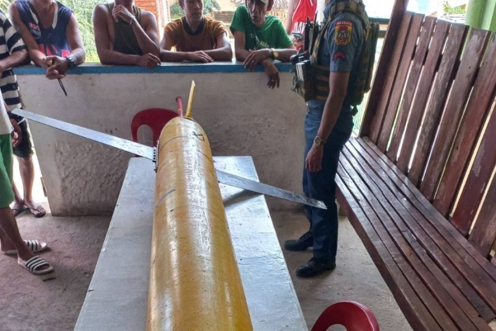 A submarine drone suspected to be from China found by fishermen off a coast in Masbate province, Philippines. Photo: AFP