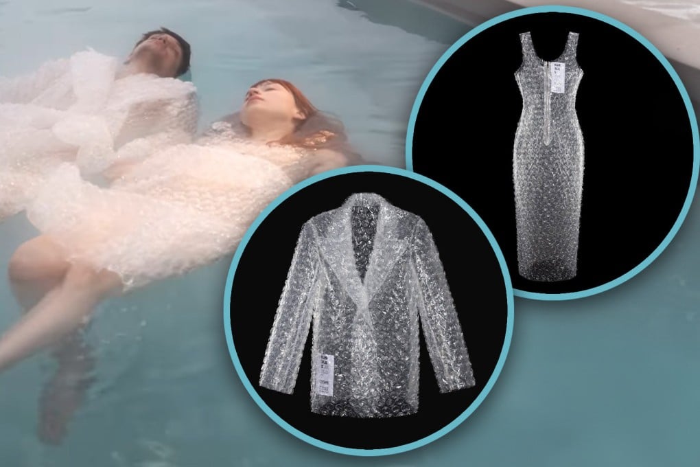 A fashion brand dubbed the “Balenciaga of Belarus” has gone viral over its bizarre bubble wrap outfits. Photo: SCMP composite/IG@znwr.store