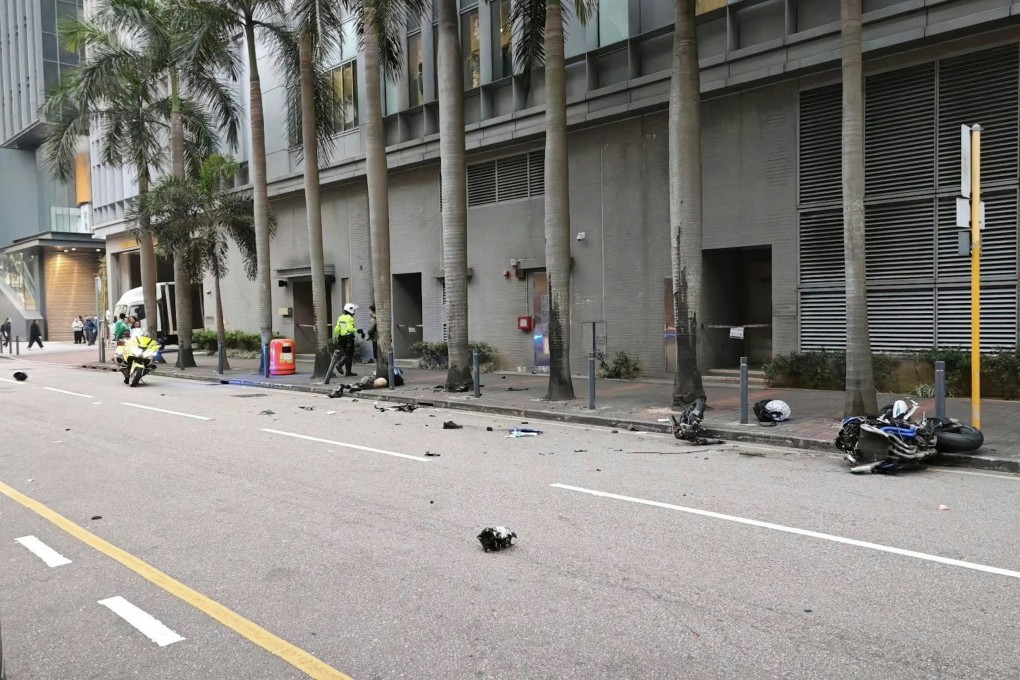 The crash took place on Friday as the motorcycle was travelling along Wang Kee Street towards Lam Hing Street in Kowloon Bay, Photo: Facebook/Dennis Lui