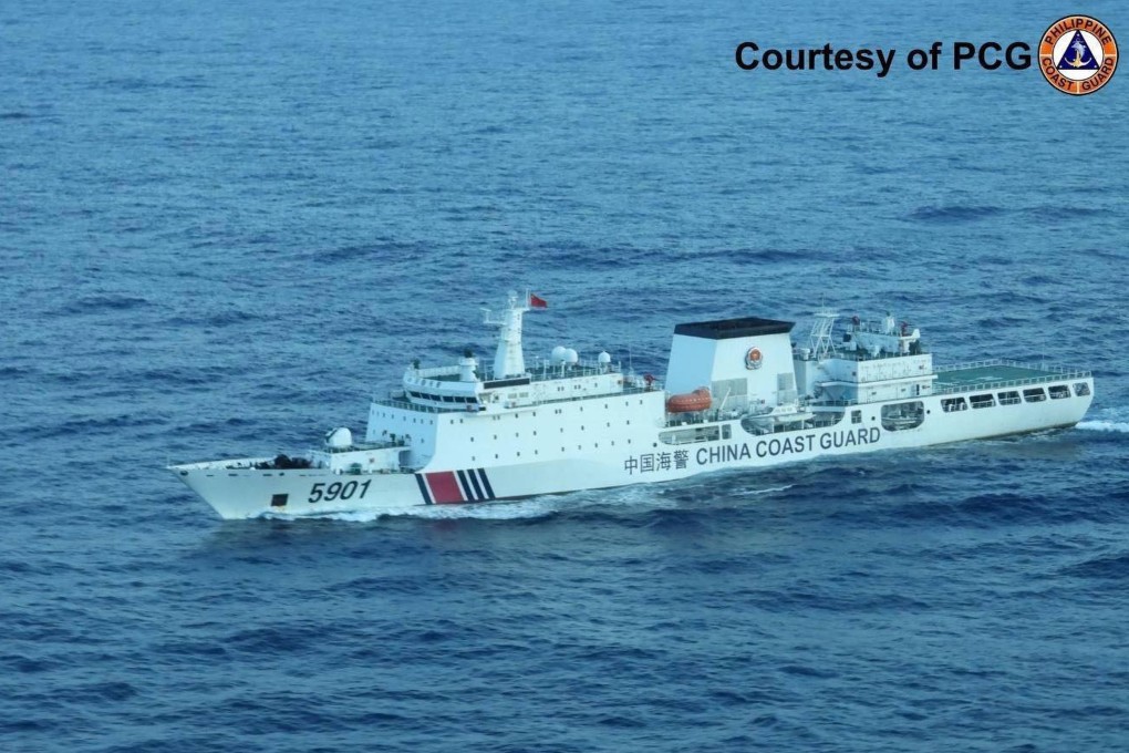 Nicknamed “the monster” for its 165-metre length, the world’s largest coastguard ship was spotted on Saturday near Scarborough Shoal. Photo: Philippine Coast Guard