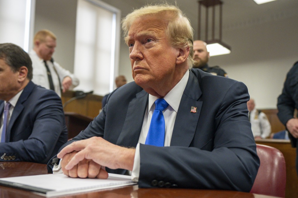 Donald Trump appears at Manhattan criminal court during jury deliberations in his criminal hush money trial in New York on May 30, 2024. Photo: AP/Pool/File