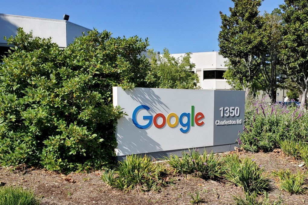 A sign outside a Google office near the company’s headquarters in Mountain View, California, May 8, 2019.  Photo: Reuters