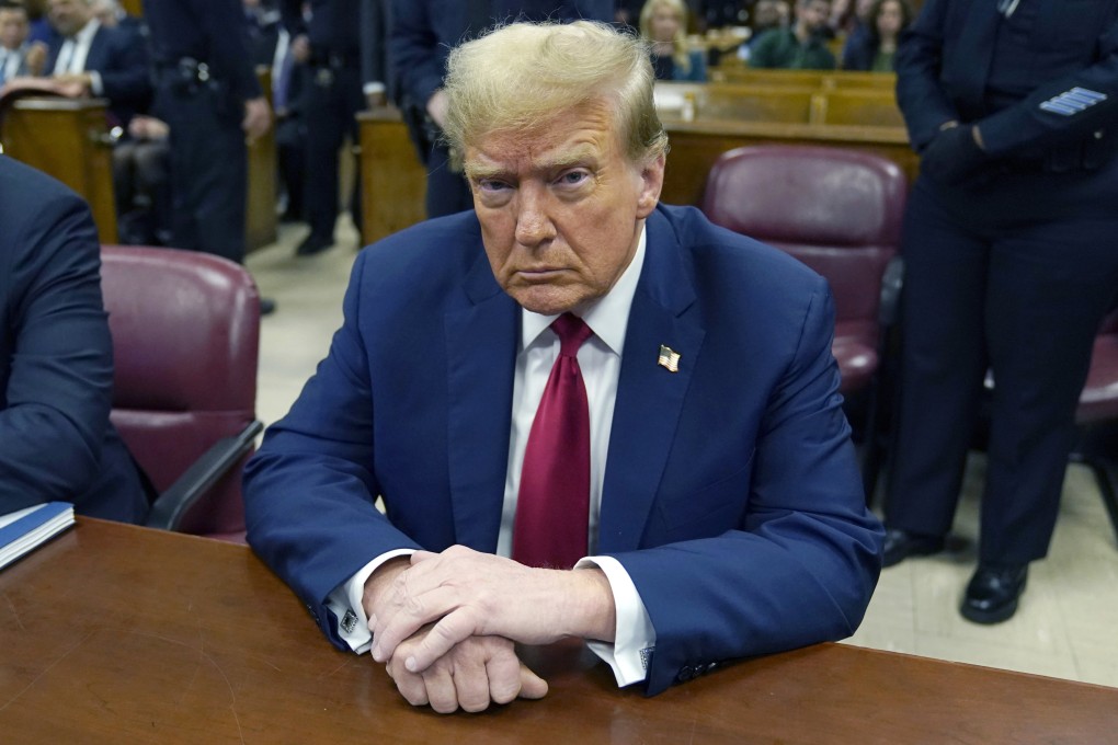 Donald Trump attends his trial for allegedly covering up hush money payments linked to extramarital affairs at Manhattan Criminal Court in New York on April 23, 2024. Photo: AP/Pool