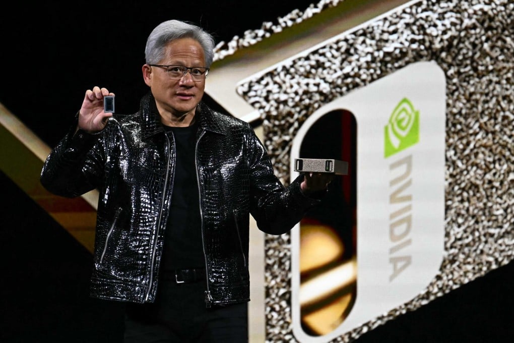 Nvidia CEO Jensen Huang speaks about the Project Digits personal AI supercomputer at CES in Las Vegas, Nevada on January 6, 2025. Photo: AFP