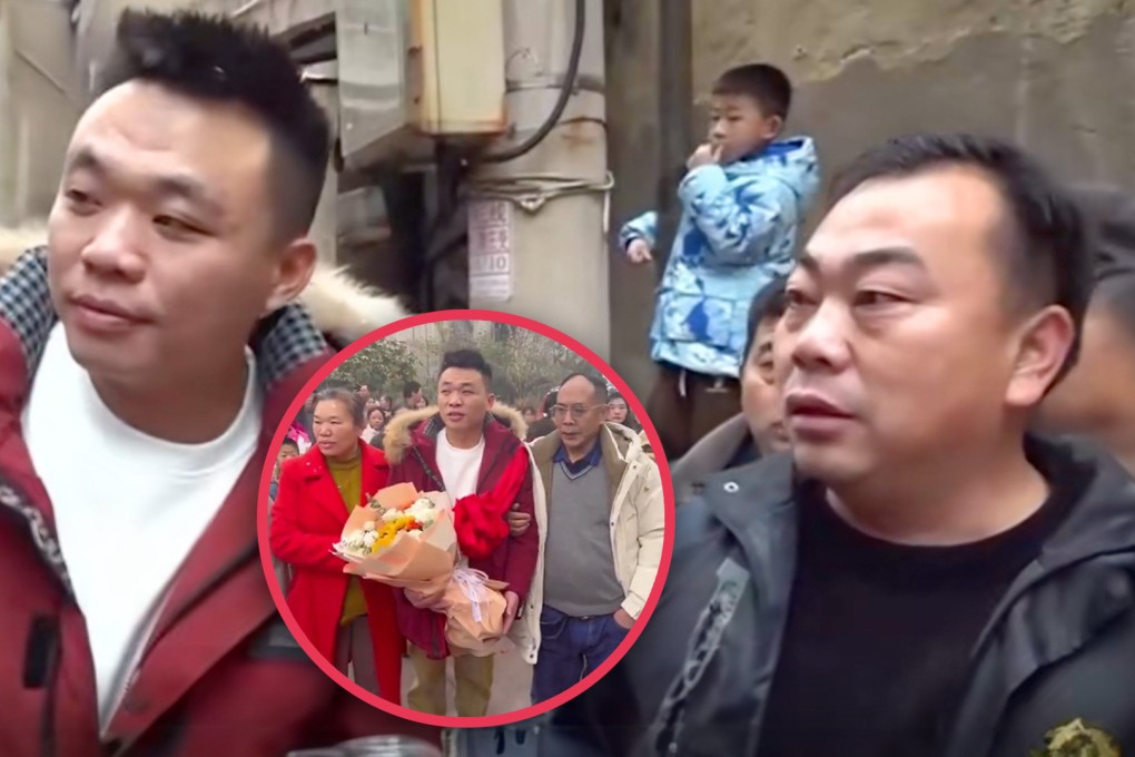 A taxi driver in China who was mistaken for a friend by a passenger, who turned out to be his long-lost twin, has had an emotional family reunion. Photo: SCMP composite/Douyin