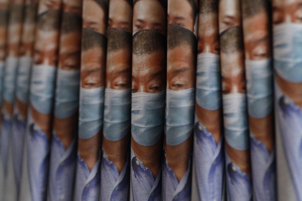 Images of Jimmy Lai on copies of the now-defunct Apple Daily newspaper. Photo: AP