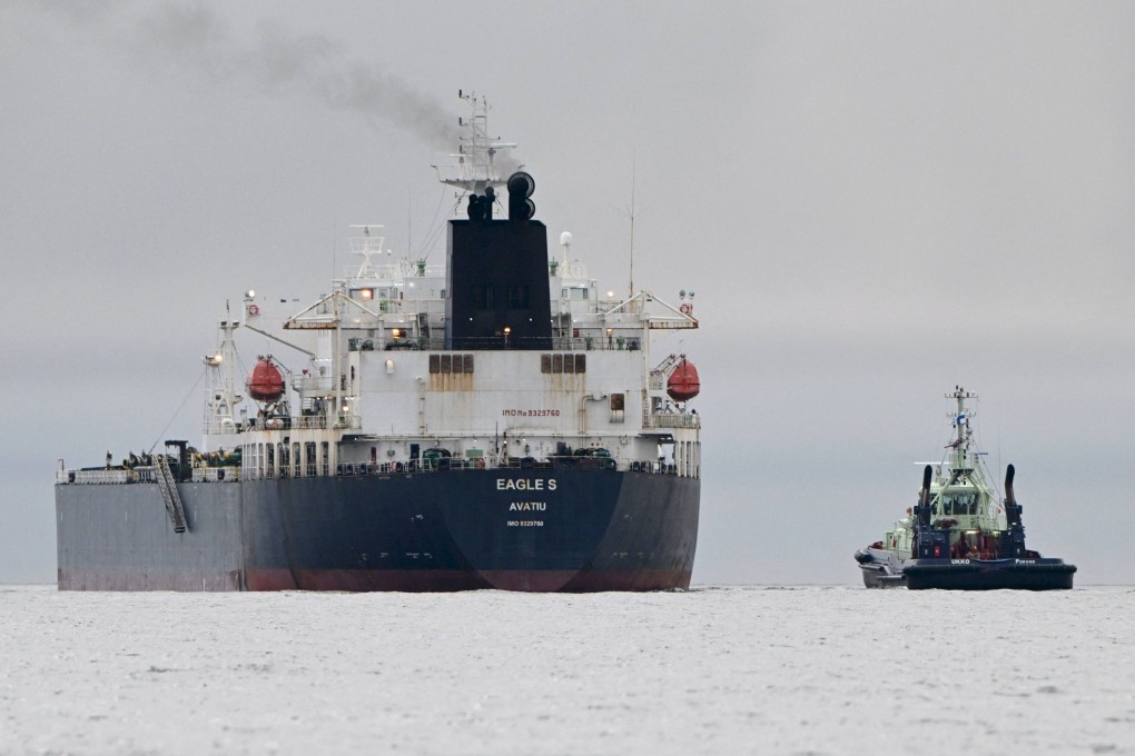 The oil tanker Eagle S is suspected of belonging to Russia’s ‘shadow fleet’, and playing a role in the sabotage of a Baltic undersea cable. Photo: AFP