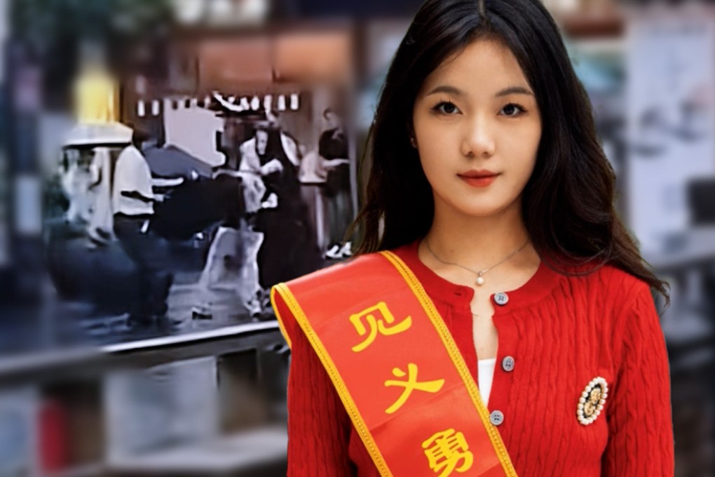 A woman in China who fended off a knife attacker using just an umbrella and was hailed online as a hero for doing so has declined lucrative endorsements and live streaming opportunities so as not to tarnish her image. Photo: SCMP composite/Douyin
