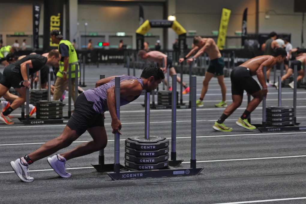 Participants compete at the Hyrox Open Asian Championships at AsiaWorld-Expo in Hong Kong, in November 2024. Photo: Edmond So
