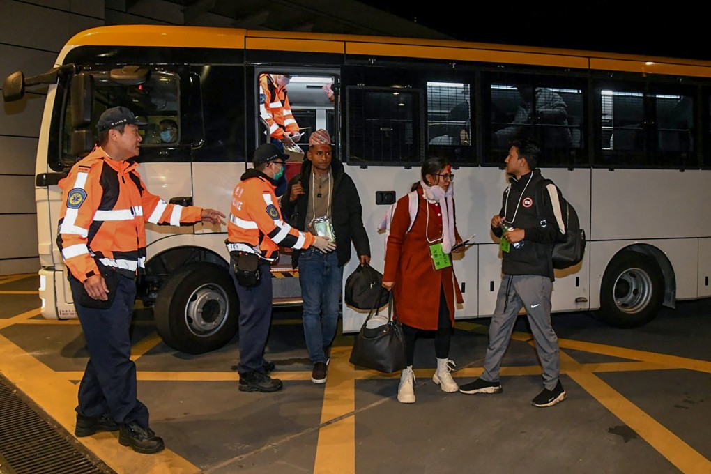 Cathay passengers from Kathmandu who suffered food poisoning are sent to North Lantau Hospital for examination. Photo: Handout