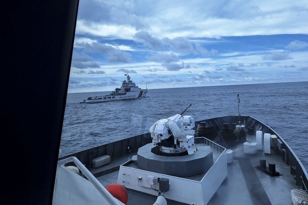 A Chinese coastguard ship sails in Indonesia’s North Natuna Sea last year. Photo: EPA-EFE/Bakamla