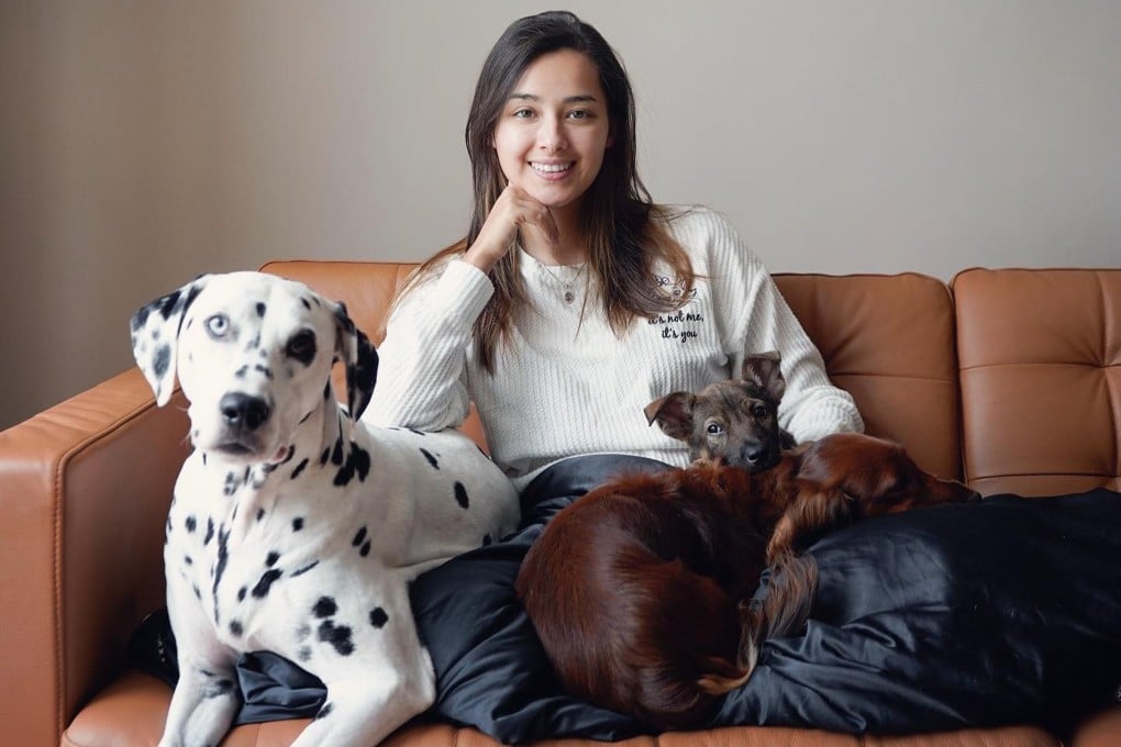 Former Miss Hong Kong 2020 winner Lisa-Marie Tse Ga-ye with her dog Leo, Peachy and Summer. Photo: Instagram/ lisamarie_tse