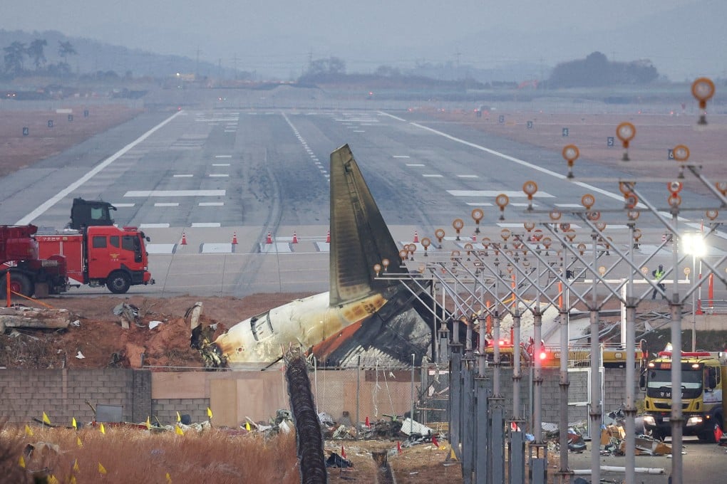 The wreckage of the Jeju Air aircraft that crashed at Muan International Airport in South Korea last month. Photo: Reuters