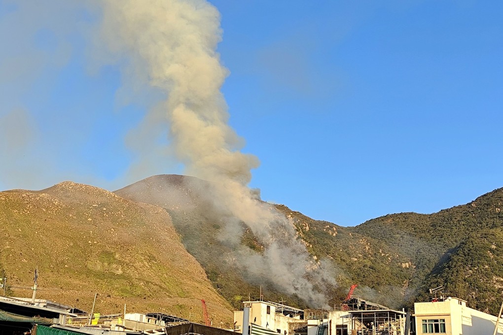 A hill fire on Hong Kong’s Lantau Island is still burning after 17 hours. Photo: Facebook