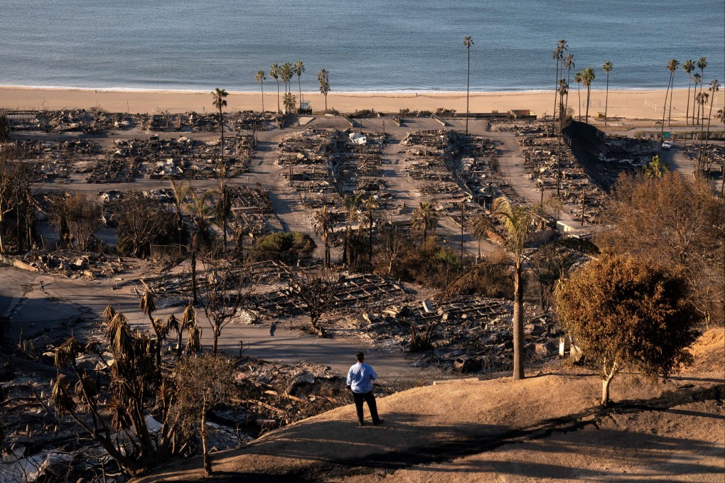 Damage from the Palisades Fire, in the Pacific Palisades neighbourhood in Los Angeles. Photo: Reuters