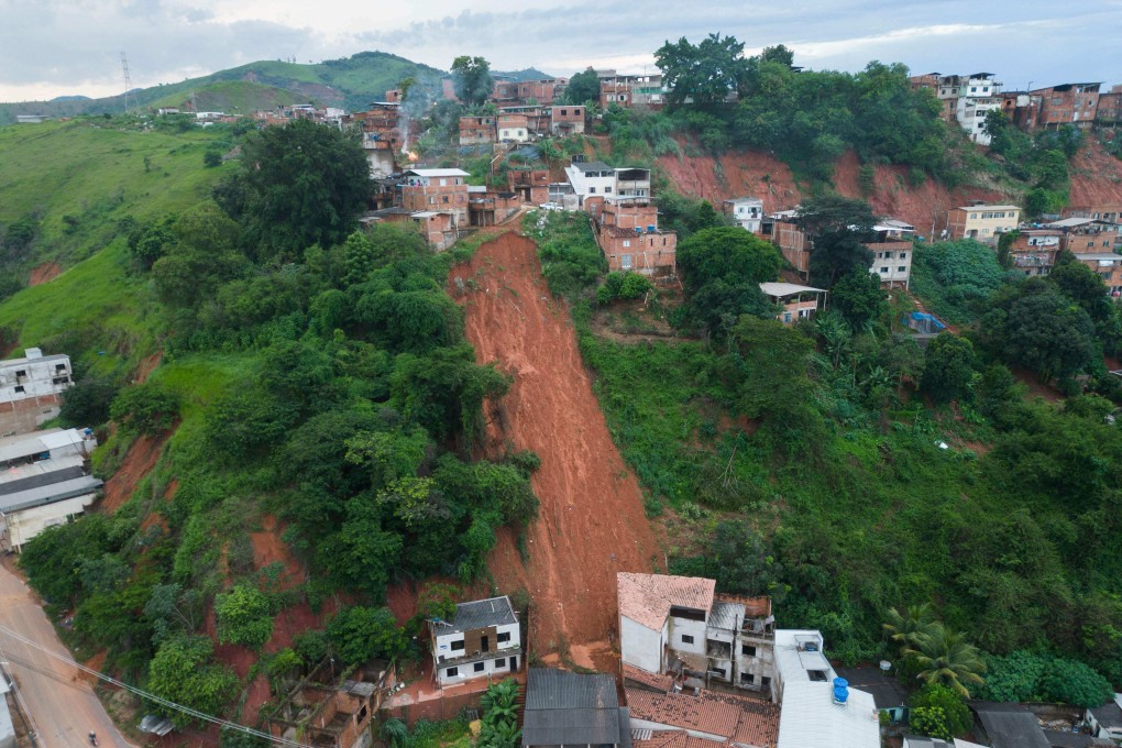 A landslide in Ipatinga, Minas Gerais state, Brazil. Photo: AFP