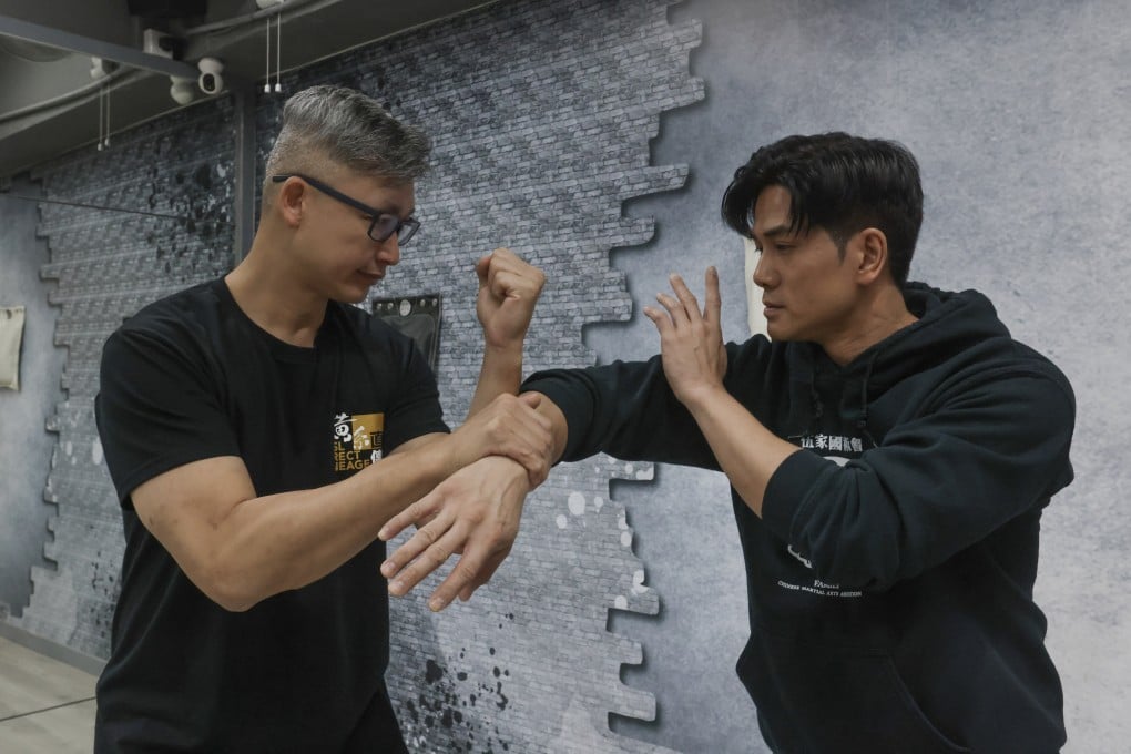 Pure Ving Tsun boss Jerry Yeung (left) and martial arts actor Philip Ng train at PVT Group Hong Kong in Tsim Sha Tsui on November 24, 2024. Both attended an event in honour of wing chun master Wong Shun-leung in November. Photo: Jonathan Wong