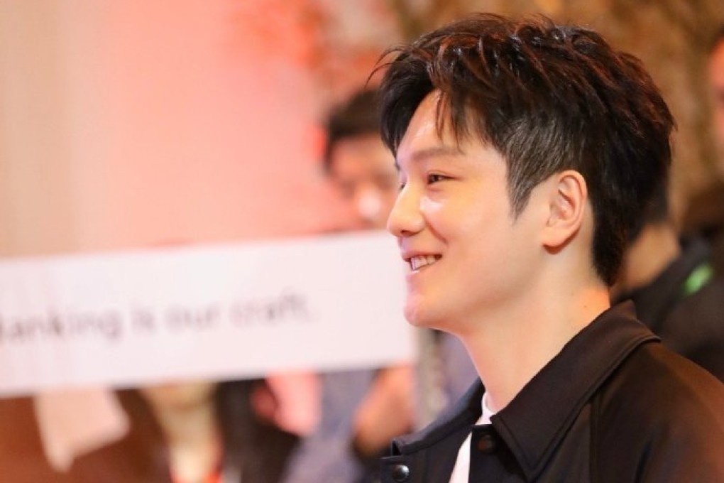 Fan Zhendong tried out some novel bats during the promotional event in Shanghai. Photo: Weibo