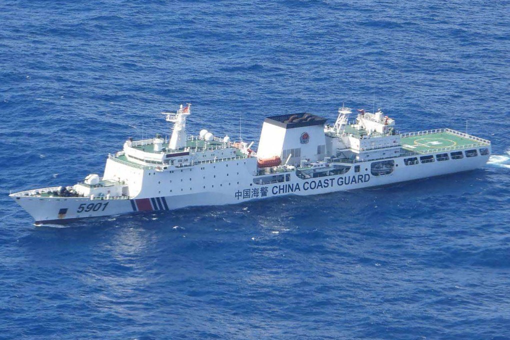 A Chinese Coastguard ship sails in the South China Sea. Photo: Philippine Coast Guard/AFP