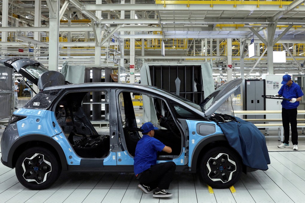 Workers for BYD assemble an electric vehicle at the Chinese auto company’s EV factory in Rayong, Thailand, on July 4, 2024. Photo: Reuters