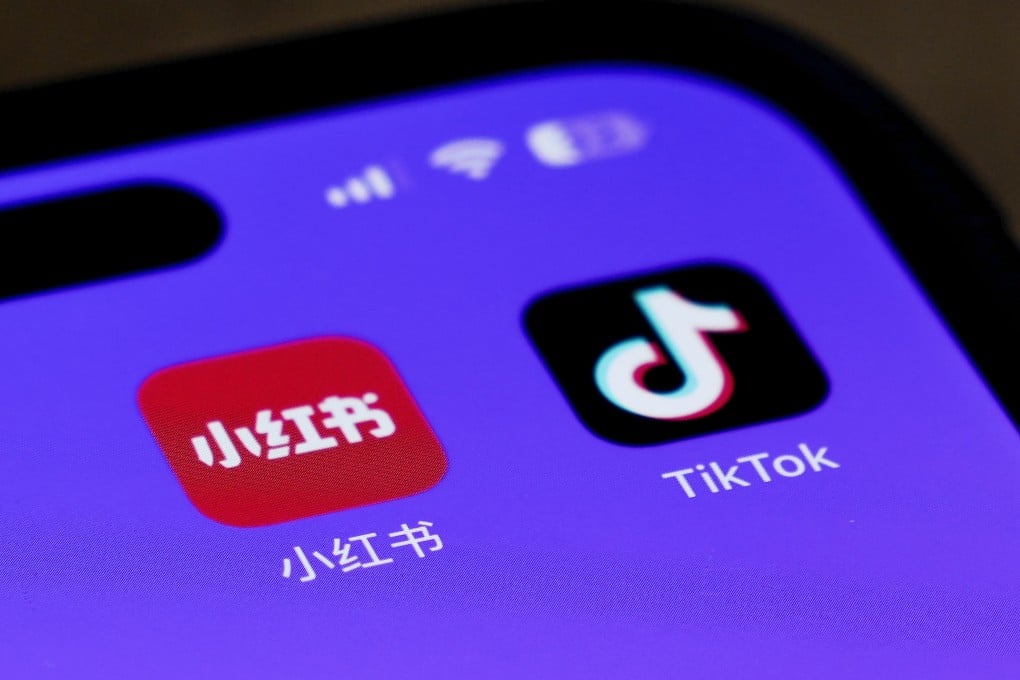 Icons for the smartphone apps RedNote, or Xiaohongshu in Chinese, and TikTok on a Chinese smartphone screen. Photo: AP