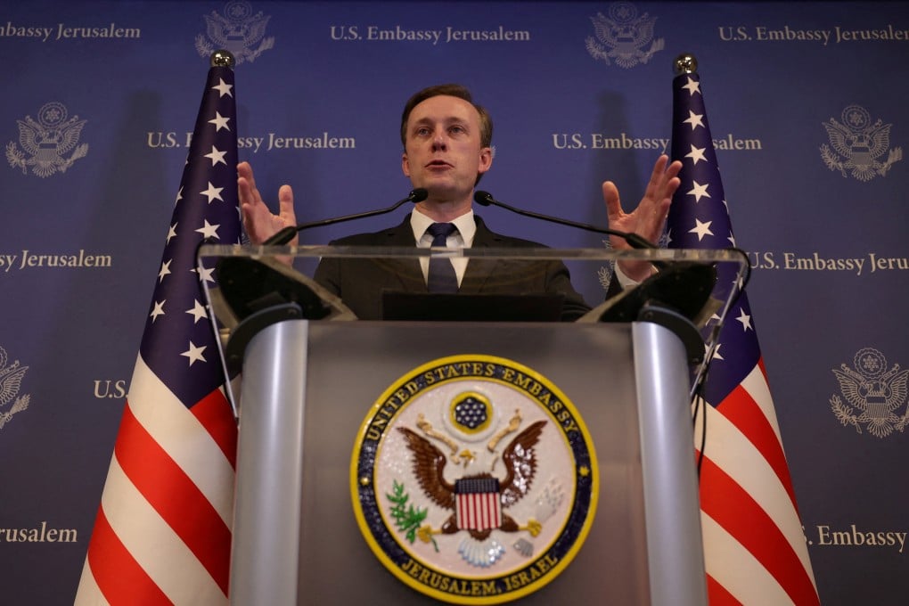 US National Security Advisor Jake Sullivan speaks during a press conference in Tel Aviv, Israel on December 12, 2024. Photo: Reuters
