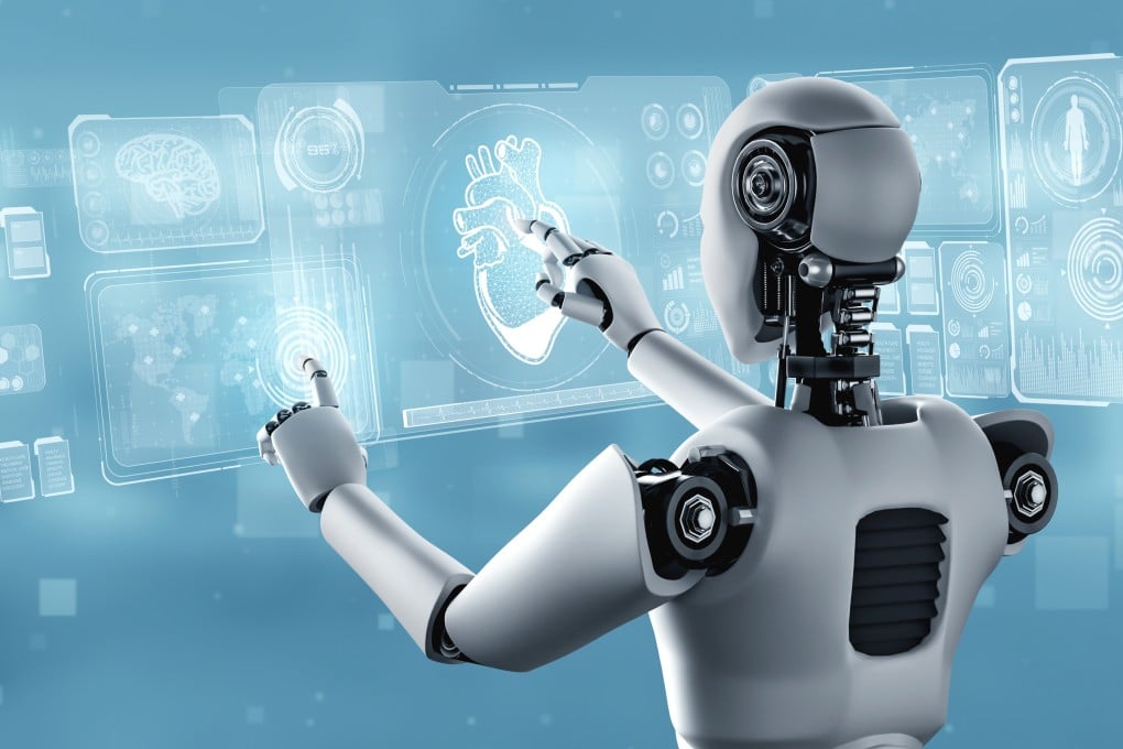 A robot uses AI to analyse people’s health and give advice on treatment in this photo illustration concept. Photo: Shutterstock Images