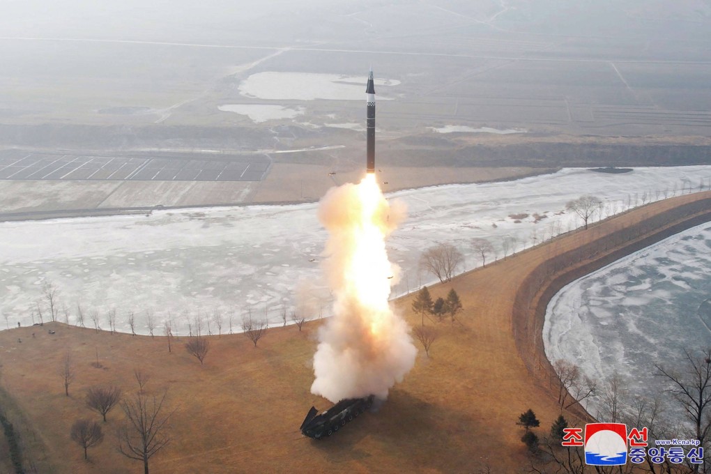 The launch of a hypersonic missile at an undisclosed location in North Korea in earlier in January. Photo: KCNA via KNS / AFP