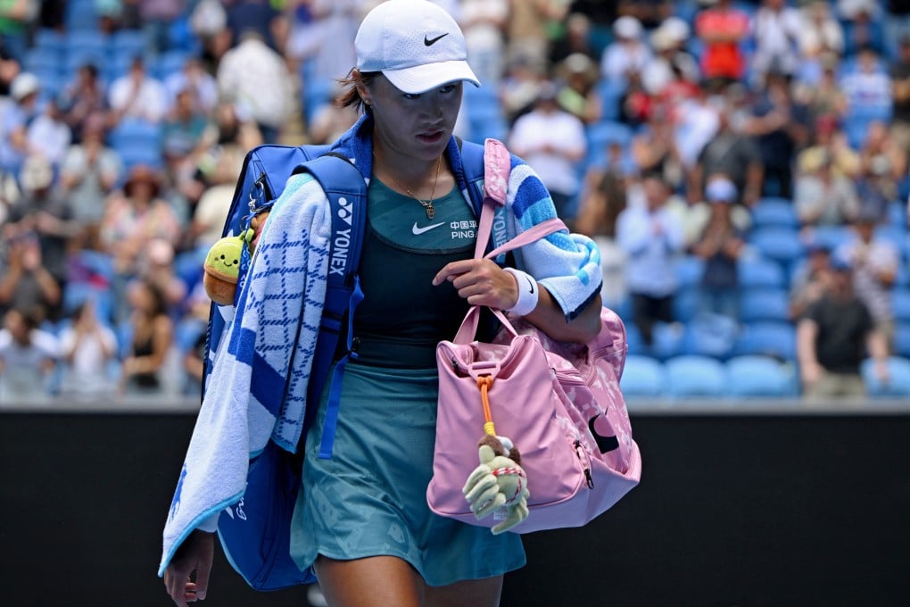 China’s Xiyu Wang leaves the court after losing her match against Emma Navarro. Photo: Reuters