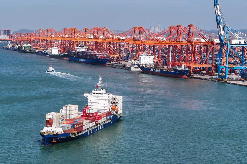 A container ship carrying new energy vehicle parts leaves port in Qinzhou, Guangxi Zhuang autonomous region, on October 25. Photo: Xinhua