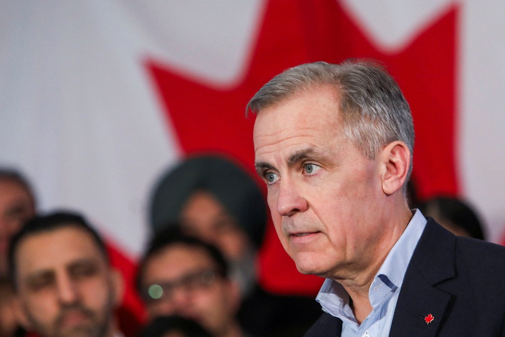 Former Bank of Canada and Bank of England governor Mark Carney speaks in Edmonton, Alberta, on Thursday. Photo: Reuters