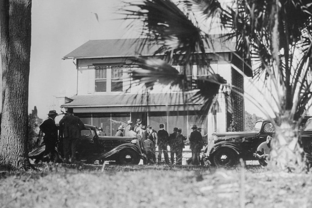 The scene at the Bradford-Ma Barker House in Ocklawaha, Florida, in January 1935 after a record-long FBI shoot-out led to the deaths of Fred and Ma Barker and “ended the era of idealised gangsters in America”, in the words of an FBI special agent. Photo: Getty images