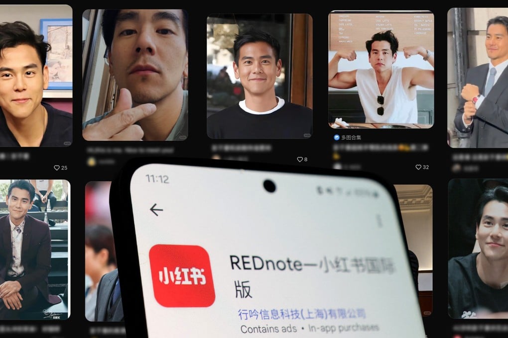 Amid a mass migration by overseas internet users to the Chinese social media app RedNote, many mainland people are using a photograph of a famous Taiwan actor in the biographies. Photo: SCMP composite/Reuters/Xiaohongshu
