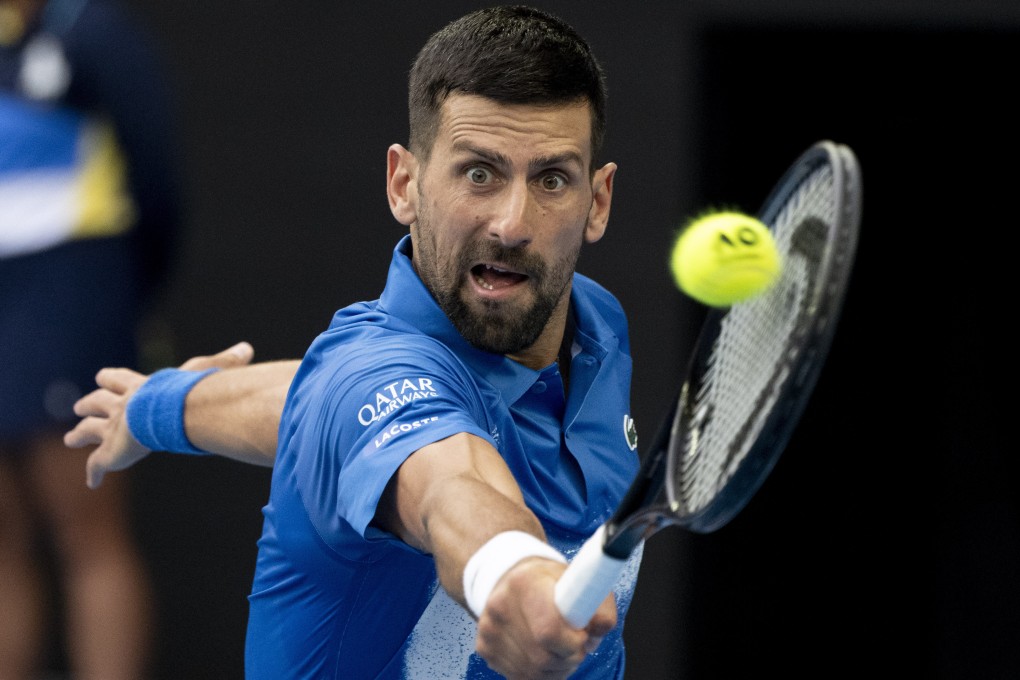 Novak Djokovic hits a return during his men’s singles fourth round match against Jiri Lehecka. Photo: Xinhua