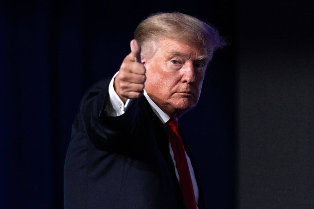 Donald Trump give a thumbs up as he walks off after speaking at the Conservative Political Action Conference in Dallas, Texas, in July 2021. Photo: AFP