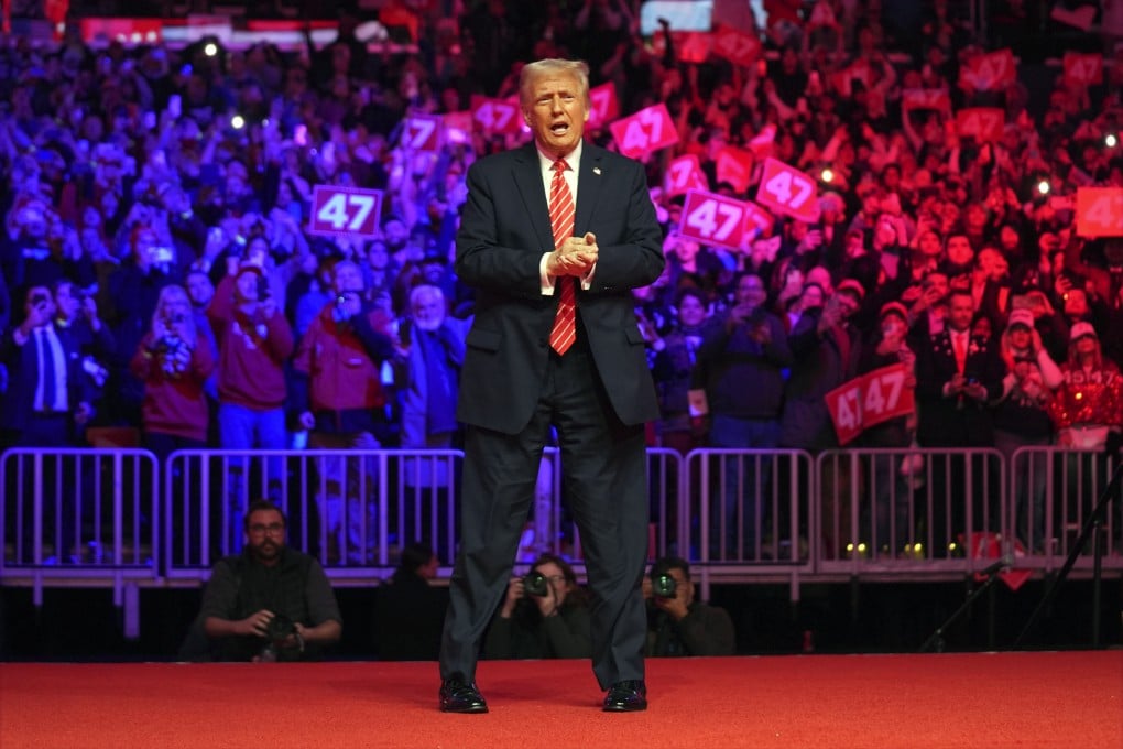 US President-elect Donald Trump at his rally in Washington on Sunday. Photo: AP