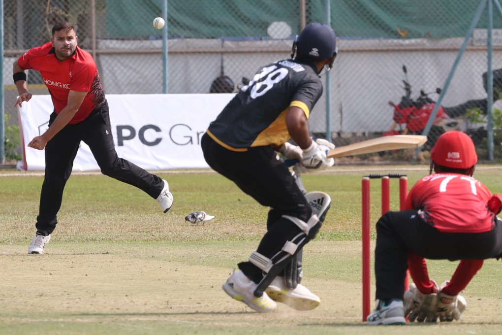 Yasim Murtaza sends down one of his slow left-arm deliveries against Malaysia in 2023. Photo: Yik Yeung-man