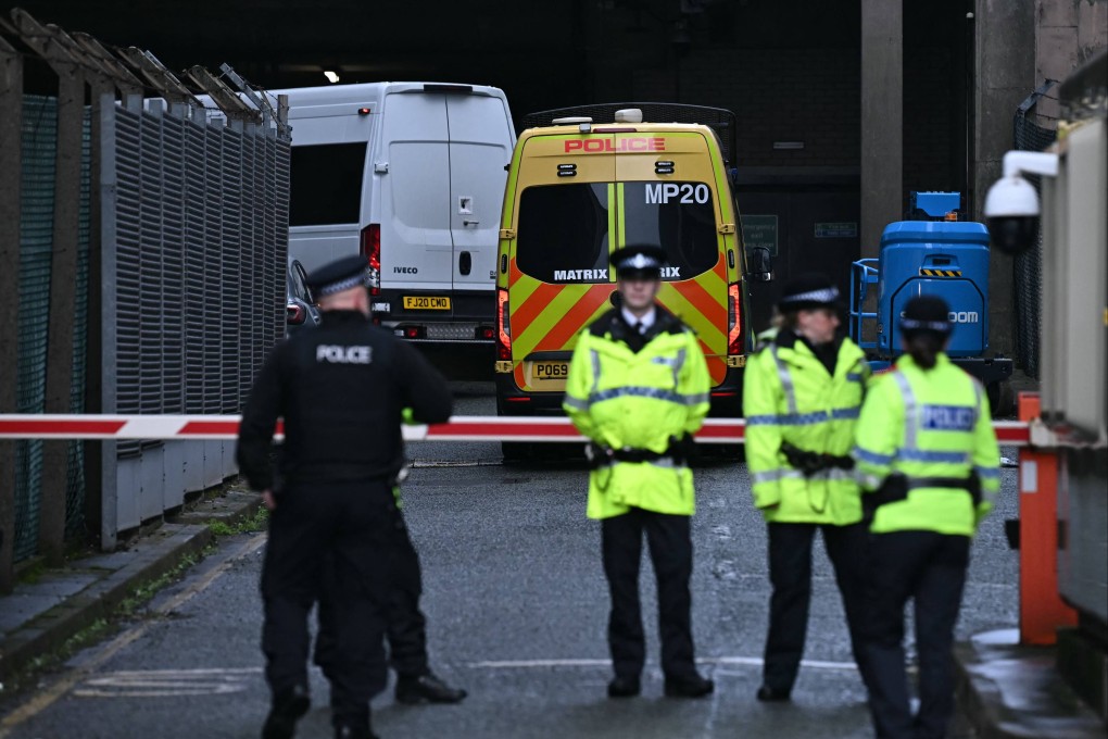 A prison van arrives at The Queen Elizabeth II Law Courts in Liverpool, ahead of the trial of Southport attacker Axel Rudakubana. Photo: AFP