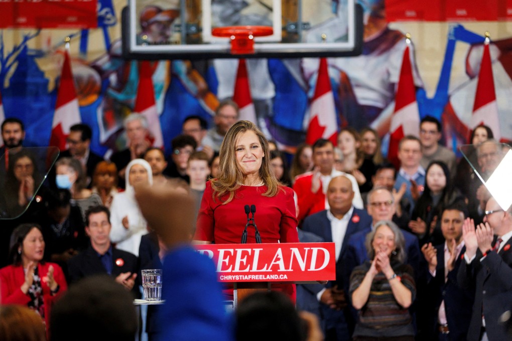 Chrystia Freeland during a campaign event on Sunday. Photo: Reuters