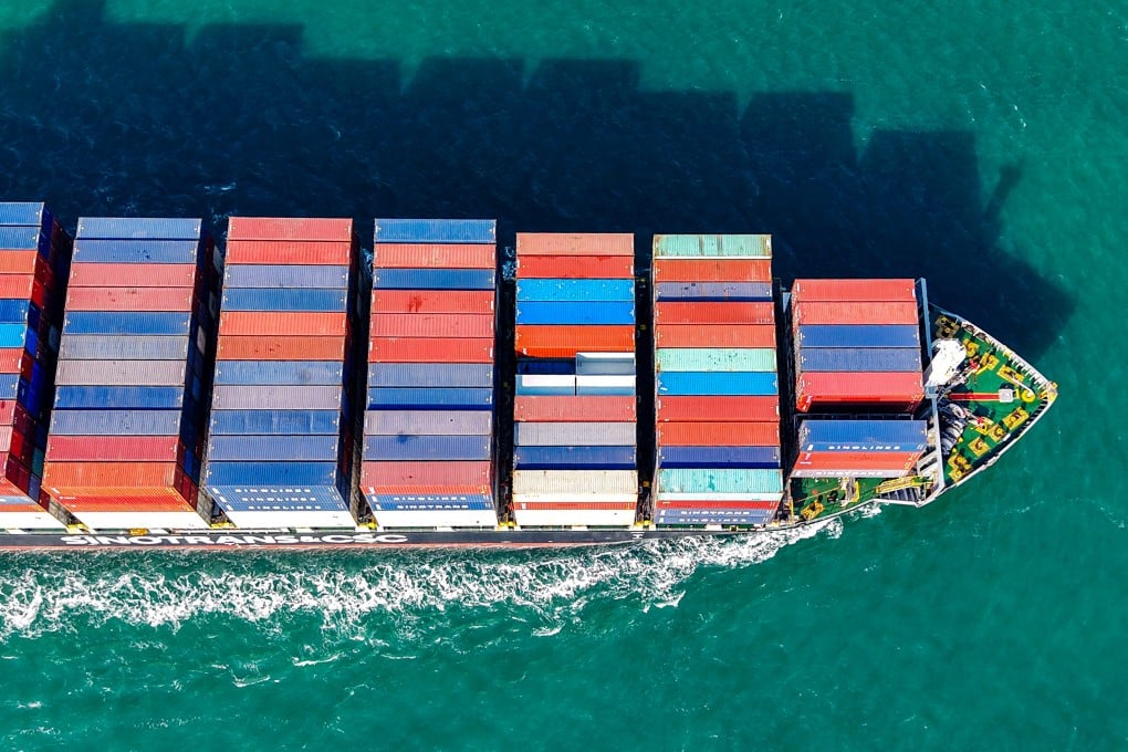 A cargo ship leaves port in Qingdao. Chinese exporters are braced for an increase in US tariffs after Donald Trump returns as US president. Photo: AFP